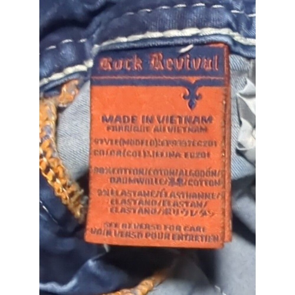 Rock Revival Felina Jeans Easy Crop Sz 28 Women’s Blue Distressed Embroidered - Picture 9 of 15
